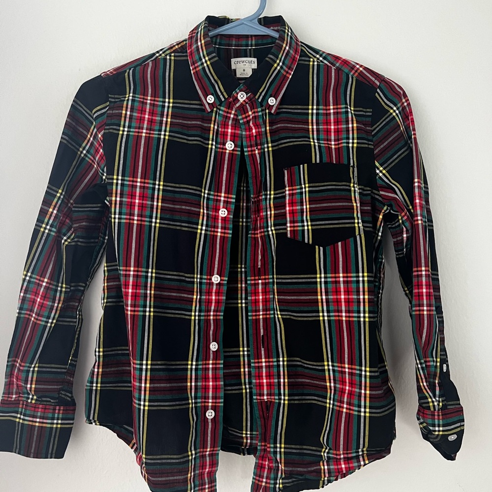 J Crew Factory Boys Holiday Plaid Button Down, size 8